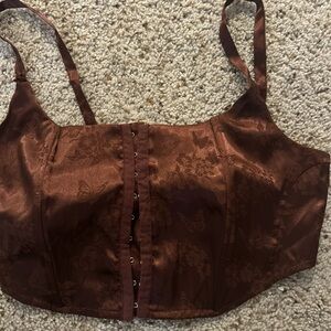 Brown satin corset